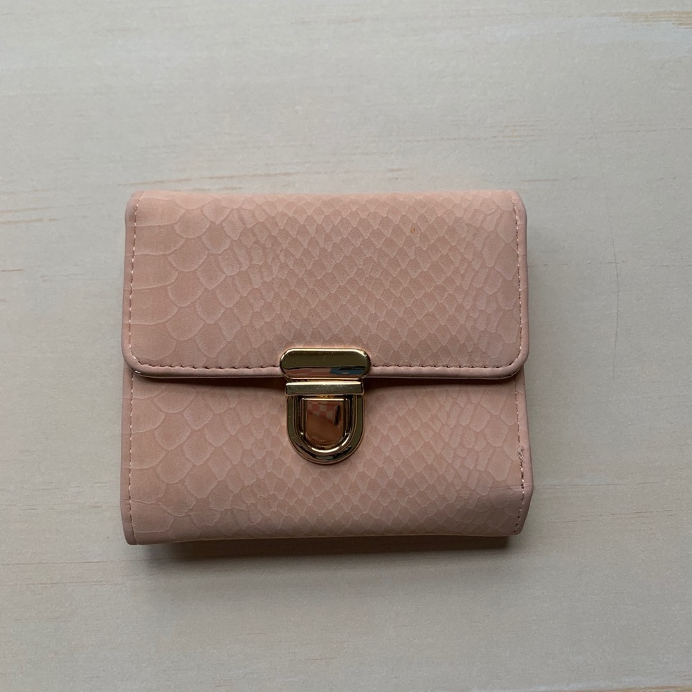 Pink and gold snakeskin wallet